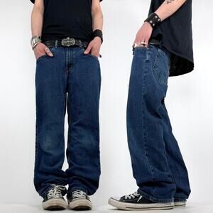 Vintage y2k baggy wide leg dark wash grunge archive skater jeans